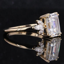 Load image into Gallery viewer, 3Ct Moissanite Engagement Ring, Solitaire Emerald Radiant Cut Moissanite Engagement Ring, Moissanite Marquise Side Stones Engagement Ring
