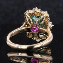 Load image into Gallery viewer, 3Ct Alexandrite Engagement Ring, Emerald Cut Halo Alexandrite Engagement Ring