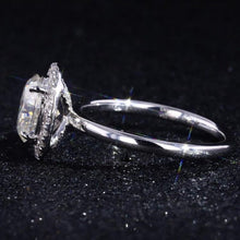 Load image into Gallery viewer, 14K White Gold Classic Oval Halo Moissanite Ring, Luxury Prong Setting Oval Cut Engagement Ring 3ct Carat Oval Moissanite hidden halo Ring,
