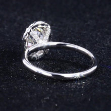 Load image into Gallery viewer, 3 Carat Classic Oval Halo Teal Sapphire Ring, Luxury Prong Setting Oval Cut Engagement Ring