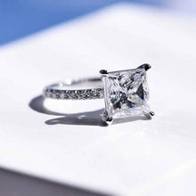 Load image into Gallery viewer, 2Ct Moissanite Engagement Ring, Solitaire Princess Cut Moissanite Engagement Ring, Moissanite Pave Accents Stones