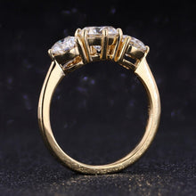 Load image into Gallery viewer, 14K Gold Classic Round Three Stone Alexandrite Ring, Luxury Engagement Ring. 4 CTW Carat Alexandrite Ring, Gift for Her