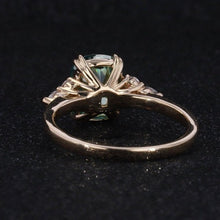 Load image into Gallery viewer, 2Ct Aquamarine Engagement Ring, Solitaire Emerald Radiant Cut Aquamarine Engagement Ring, Genuine Aquamarine Side Stones Engagement Ring.