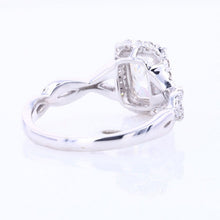 Load image into Gallery viewer, 3Ct Alexandrite Engagement Ring, Halo Radiant Cut Alexandrite Engagement Ring, Alexandrite Twisted Shank Engagement Ring.