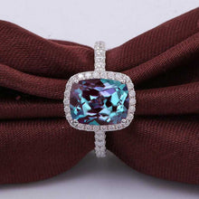 Load image into Gallery viewer, 2 Carat Alexandrite Ring, Alexandrite Engagement Ring, Gold Alexandrite Ring, Elongated Cushion Cut Engagement Ring, Halo Alexandrite Ring