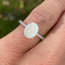 Load image into Gallery viewer, 2 Carat Oval White Opal Engagement Ring