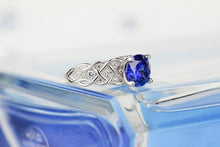 Load image into Gallery viewer, 2 Carat Sapphire Round Center Stone Lace Engagement Ring