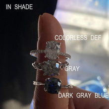 Load image into Gallery viewer, 2 Carat Dark Gray Blue Moissanite Gold Engagement Ring