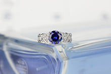 Load image into Gallery viewer, 2 Carat Sapphire Round Center Stone Lace Engagement Ring