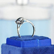 Load image into Gallery viewer, 2 Carat Dark Gray Blue Moissanite Gold Engagement Ring