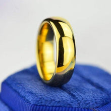 Load image into Gallery viewer, Yellow Gold Tungsten Wedding Band. Yellow Gold Tungsten. Men & Women Tungsten Ring. Tungsten Carbide 8mm Wide. Free Engravings
