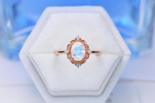 Load image into Gallery viewer, Rose Gold Plated Silver Dainty Natural Moonstone Ring Set, 2ct Oval Cut Moonstone Vintage Ring,