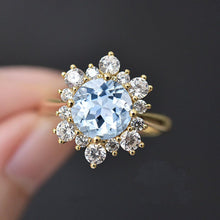 Load image into Gallery viewer, Snowflake Aquamarine Ring