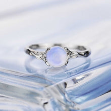 Load image into Gallery viewer, Silver Dainty Natural Moonstone Ring. Round Moonstone Floral Ring