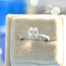 Load image into Gallery viewer, 14K White Gold 1.5 Carat Oval Moissanite Engagement Ring