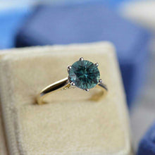 Load image into Gallery viewer, 3 Carat Teal Sapphire Six Prongs Engagement Ring