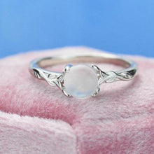 Load image into Gallery viewer, Rose Gold Plated Silver Dainty Natural Moonstone Ring , Round Moonstone Vintage Ring,