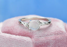 Load image into Gallery viewer, Rose Gold Plated Silver Dainty Natural Moonstone Ring , Round Moonstone Vintage Ring,