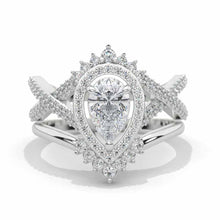 Load image into Gallery viewer, Pear Moissanite Halo Twisted Engagement Ring