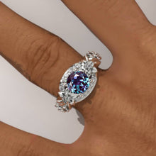 Load image into Gallery viewer, 1.5 Carat Alexandrite Gold Floral Engagement Ring