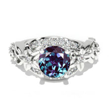 Load image into Gallery viewer, 1.5 Carat Alexandrite Gold Floral Engagement Ring
