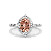 Load image into Gallery viewer, 2 Carat Oval Peach Morganite Halo Vintage Engagement Ring