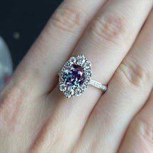 Load image into Gallery viewer, 14K White Gold 2 Carat Round Alexandrite Halo Engagement Ring