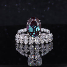 Load image into Gallery viewer, 4 Carat Oval Cut Alexandrite White Gold Engagement Ring Set