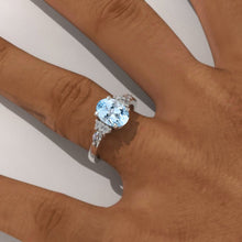 Load image into Gallery viewer, 3 Carat Oval Genuine Aquamarine Engagement Ring