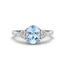 Load image into Gallery viewer, 3 Carat Oval Genuine Aquamarine Engagement Ring