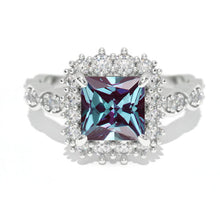 Load image into Gallery viewer, 14K White Gold 1.5 Carat Princess Alexandrite Halo Engagement Ring
