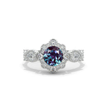 Load image into Gallery viewer, 14K White Gold 1 Carat Round Alexandrite Halo Engagement Ring