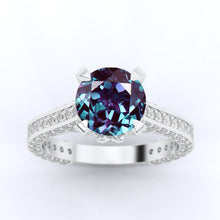 Load image into Gallery viewer, 3.2 Carat Alexandrite Engagement 14K White Gold Ring