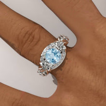 Load image into Gallery viewer, 1.5 Carat Genuine Aquamarine Gold Floral Engagement Ring
