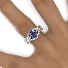 Load image into Gallery viewer, 2 Carat Round Alexandrite Floral Twig Shank Engagement Ring