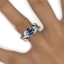 Load image into Gallery viewer, 2 Carat Round Alexandrite Floral Twig Shank Engagement Ring