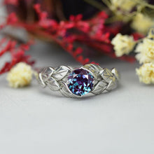 Load image into Gallery viewer, 2 Carat Alexandrite Floral Leaf Engagement Ring