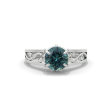 Load image into Gallery viewer, Ascella 2.6 Carat Teal Sapphire White Gold Engagement Ring