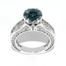 Load image into Gallery viewer, 2.0 Carat Teal Sapphire Accented Classic Engagement Ring