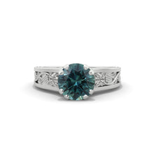 Load image into Gallery viewer, 2.0 Carat Teal Sapphire Accented Classic Engagement Ring