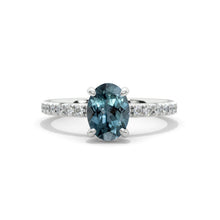 Load image into Gallery viewer, 14K White Gold 2 Carat Oval Teal Sapphire Engagement Ring