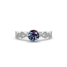 Load image into Gallery viewer, 1.0 Carat Ethically LAB-Grown Alexandrite Trillion Accents Gold Engagement Ring