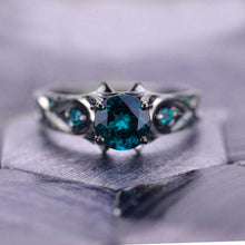 Load image into Gallery viewer, 14K Black Gold Teal Sapphire Celtic Engagement Ring