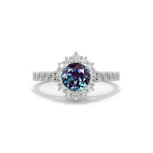 Load image into Gallery viewer, 14K White Gold 1 Carat Round  Alexandrite Halo Engagement Ring
