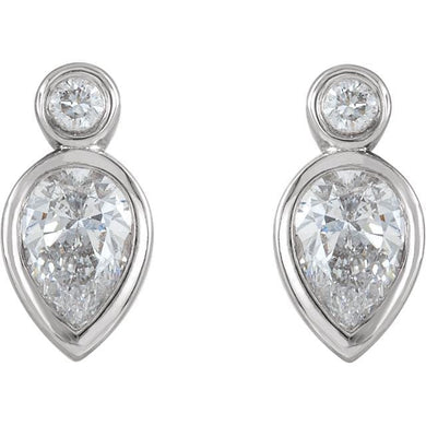 Bezel Set Earrings 14K Gold 1/3 CTW Diamond - Giliarto