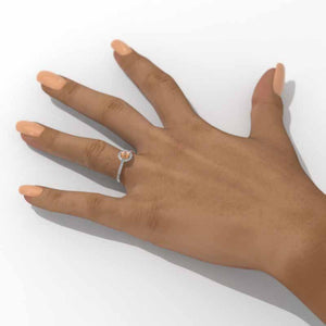 1 Carat Genuine Peach Morganite Halo Gold Engagement Promissory Ring