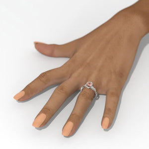 2.0 Carat Genuine Peach Morganite Emerald Cut Gold Engagement Ring