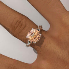 Load image into Gallery viewer, 3.0 Carat Genuine Peach Morganite Lattice White Gold Engagement Ring
