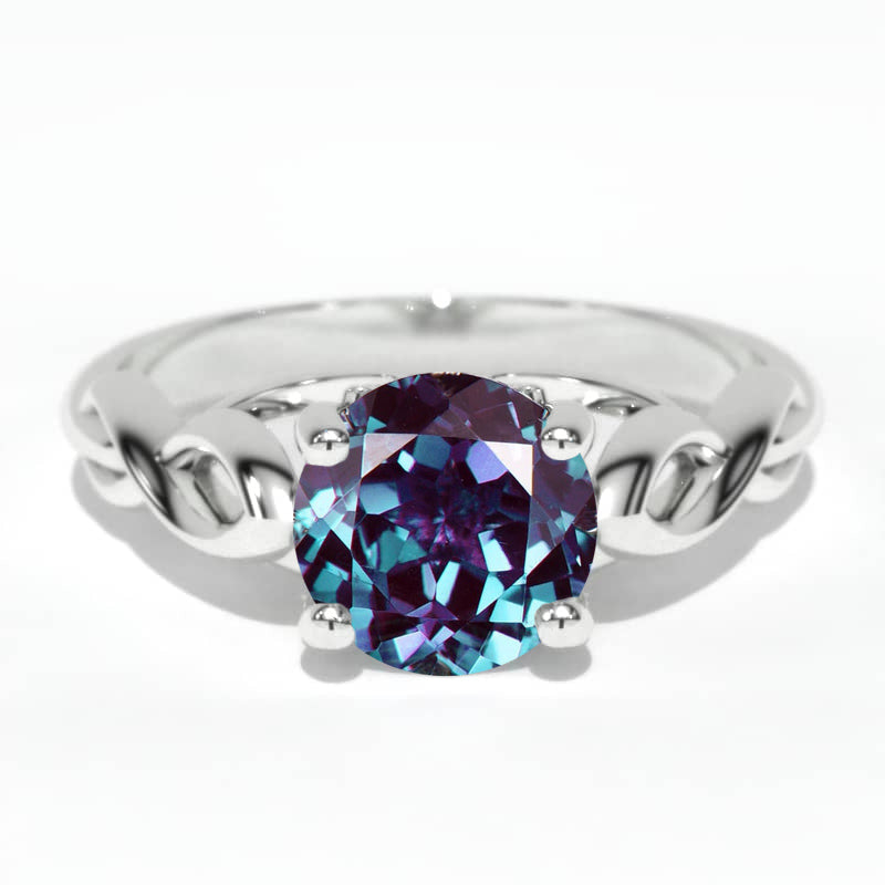 1.0 Carat Alexandrite Lattice White Gold Engagement Ring