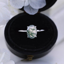 Load image into Gallery viewer, 1.5 Carat Genuine Moss Agate 14K White Gold Engagement Promissory Ring
